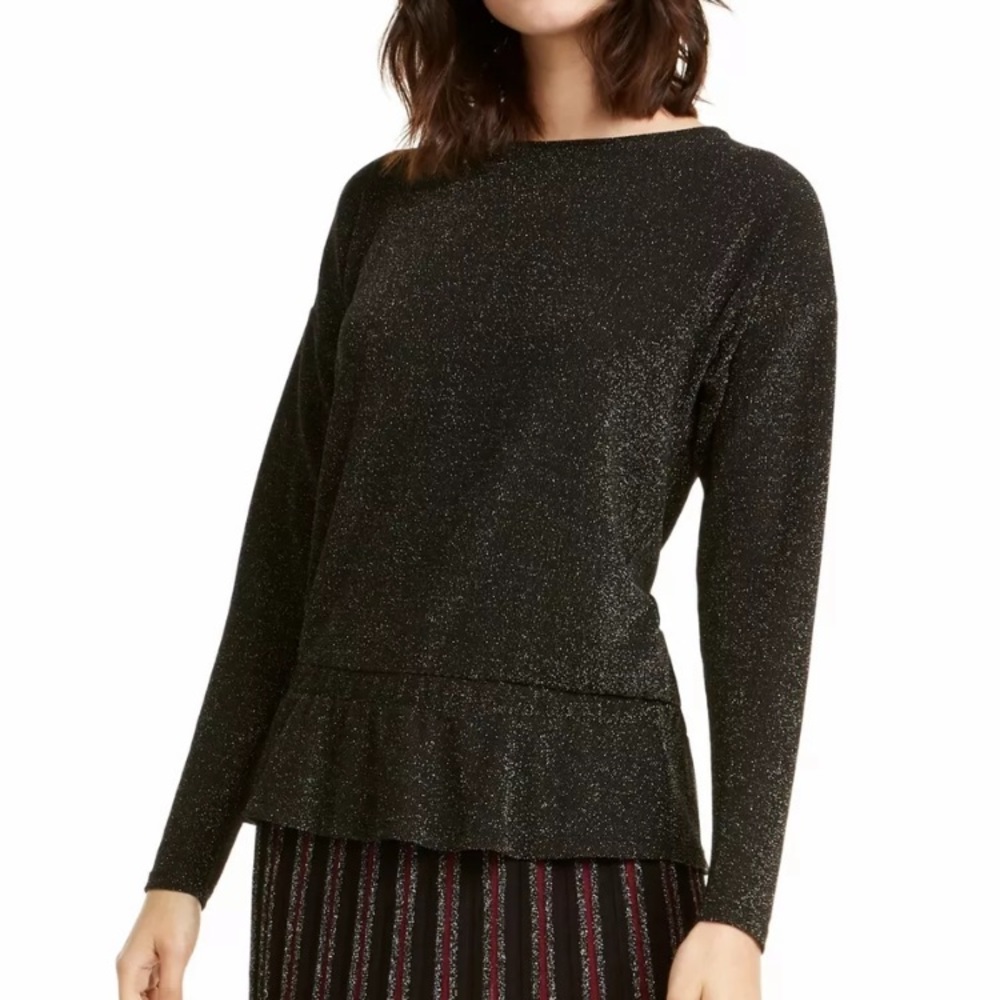 Alfani shimmer long sleeve blouse